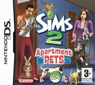 The Sims 2 Apartment Pets NDS DS box art packshot