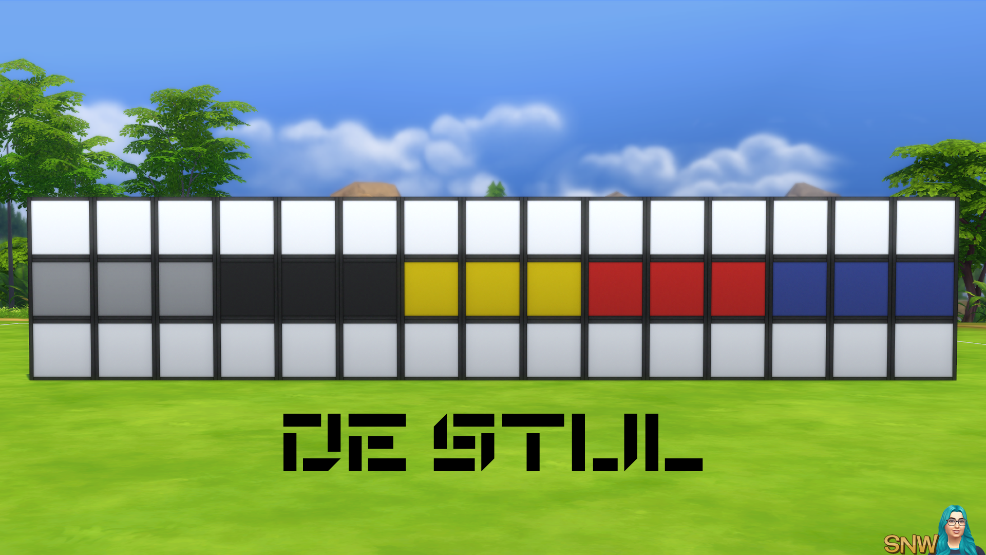 De Stijl Walls for The Sims 4