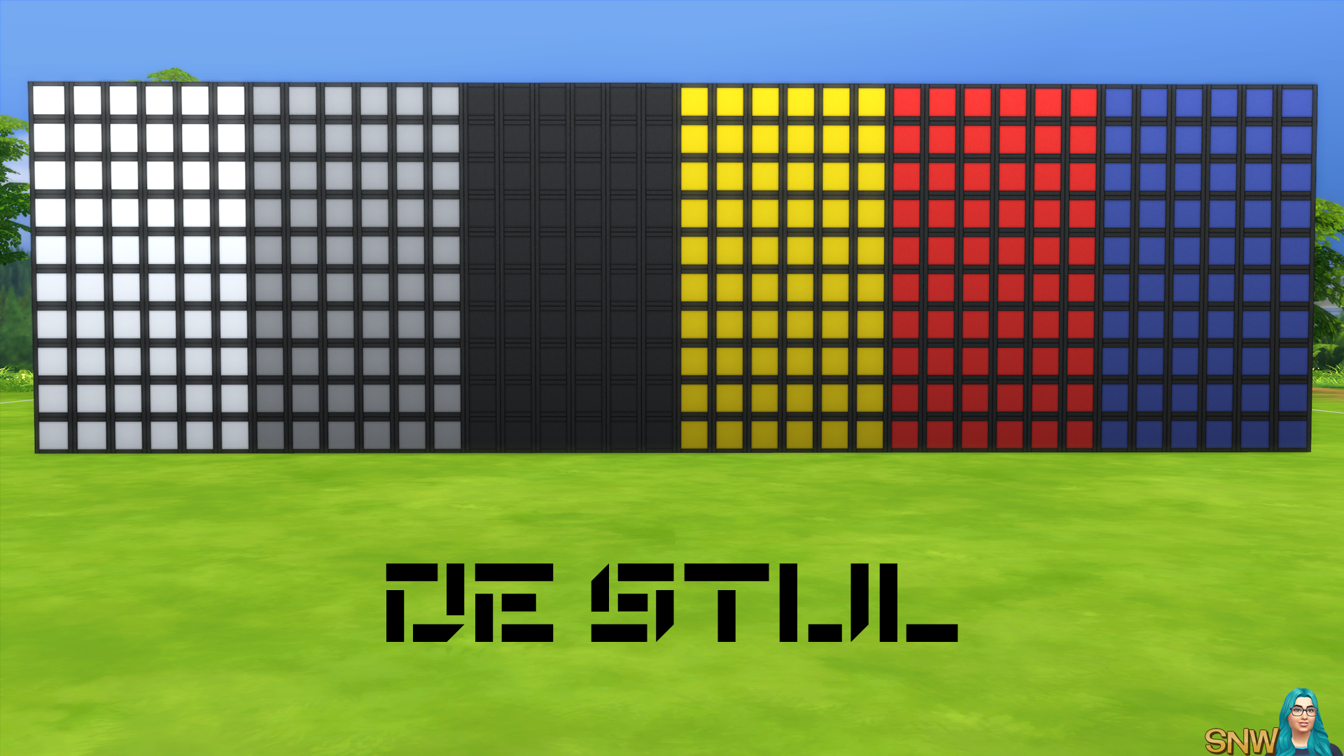 De Stijl Walls for The Sims 4