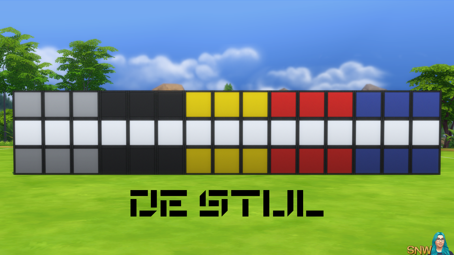 De Stijl Walls for The Sims 4