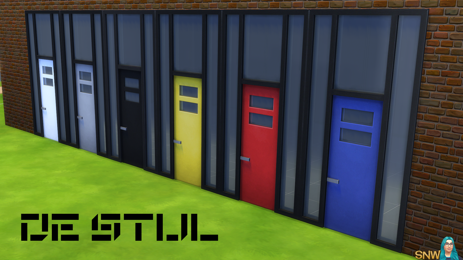 De Stijl Doors for The Sims 4