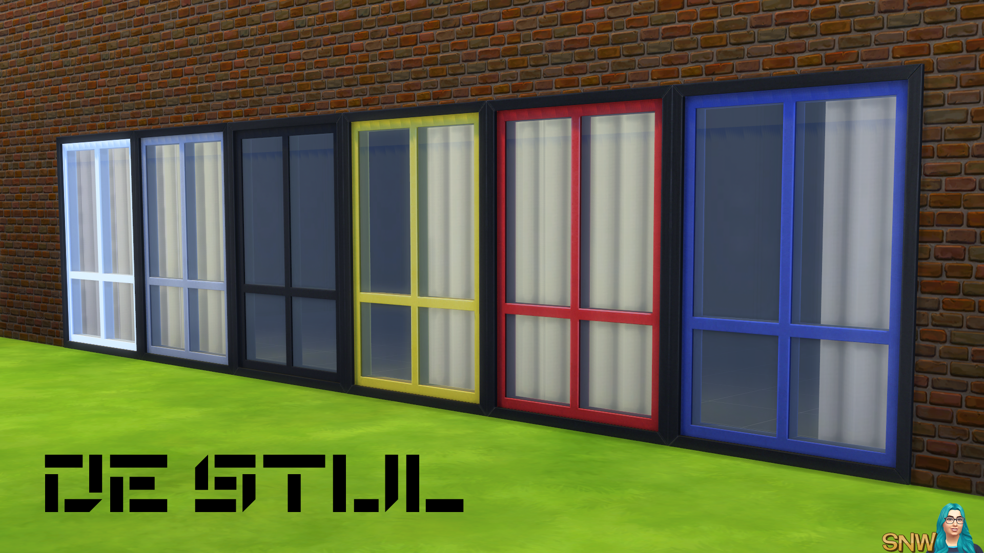 De Stijl Windows for The Sims 4