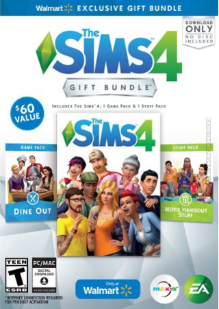 The Sims 4: Walmart Gift Bundle (The Sims 4, The Sims 4: Dine Out, The Sims 4: Movie Hangout Stuff) packshot box art